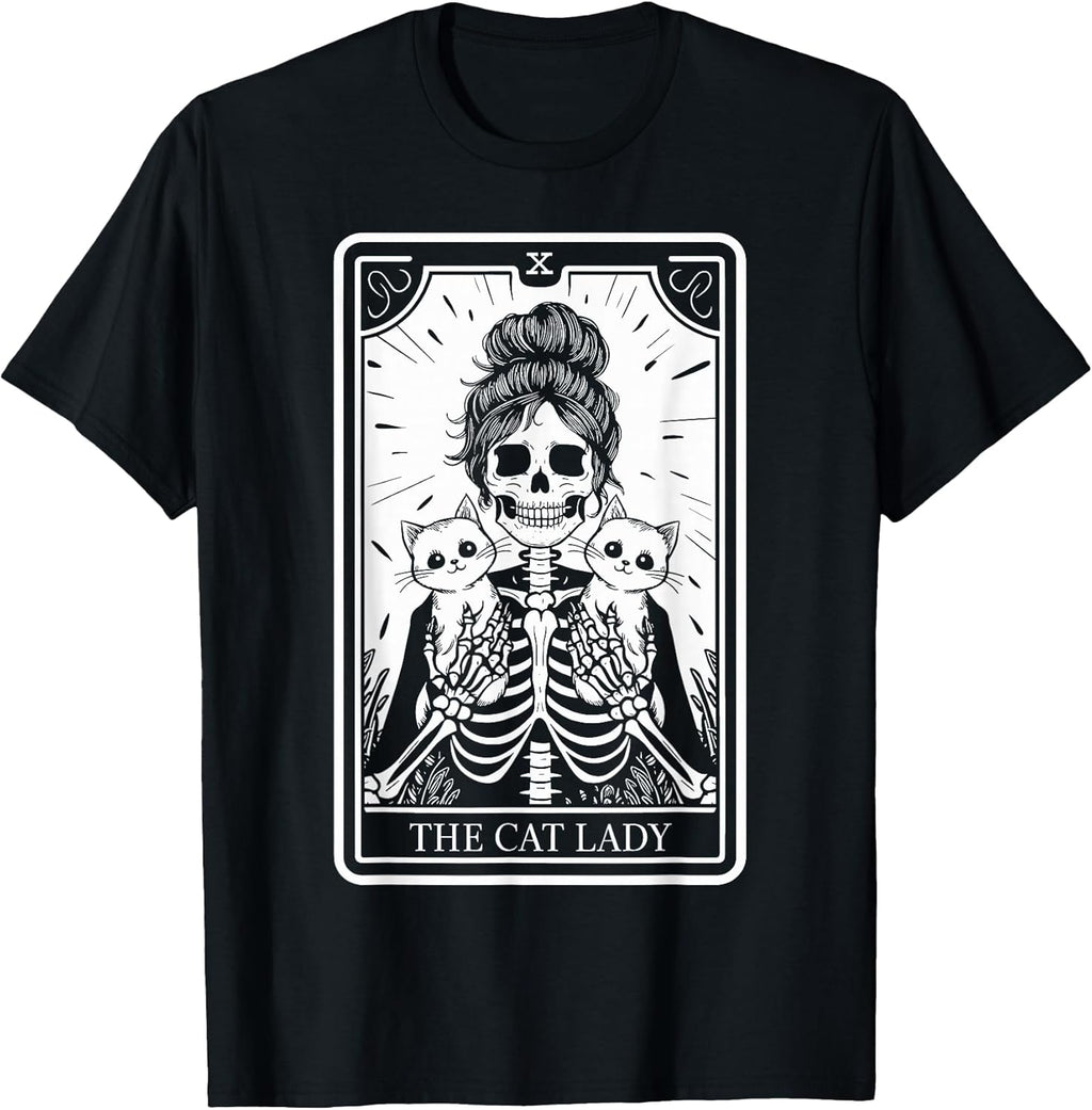 Cat Lady Tarot Card Skeleton Kitten Lover Cat Lover T-Shirt
