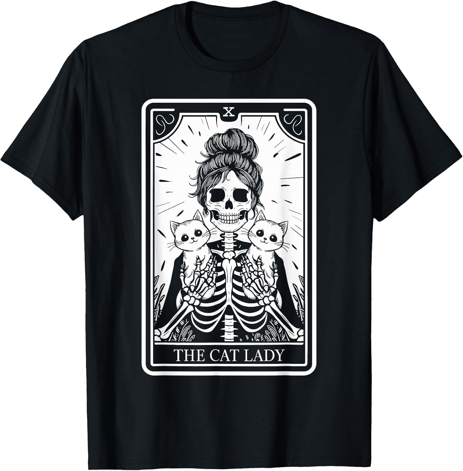 Cat Lady Tarot Card Skeleton Kitten Lover Cat Lover T-Shirt