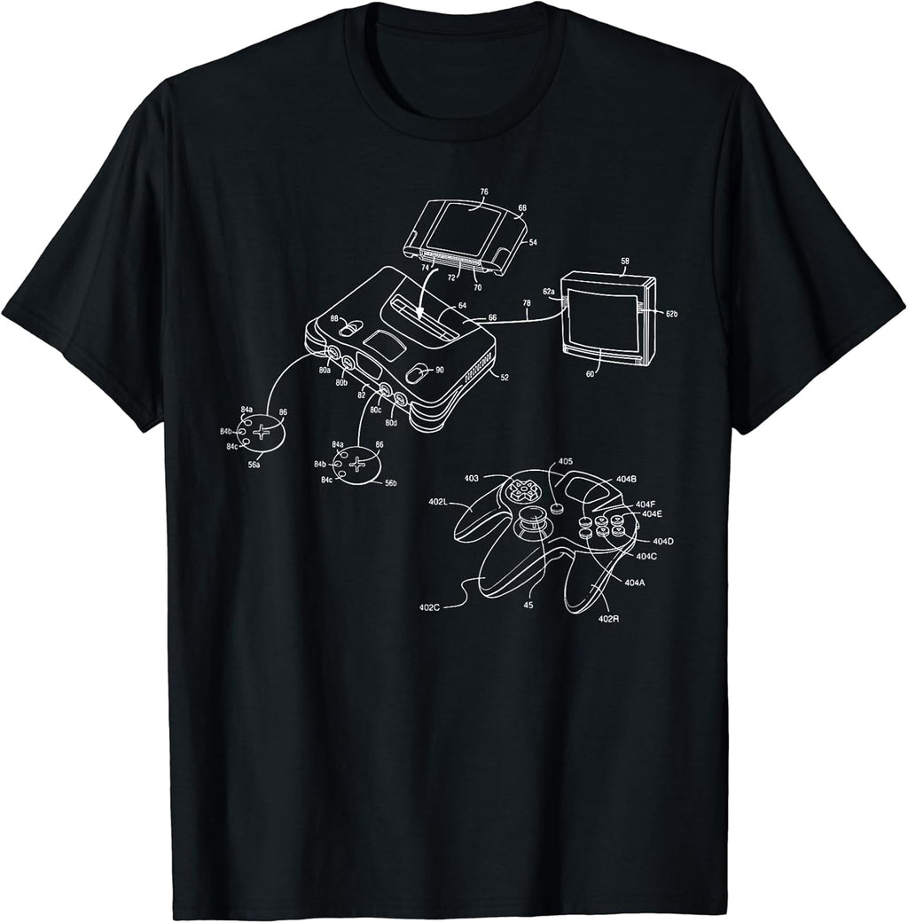 Vintage Gaming Diagram - Video Game Controller Gamer Gift T-Shirt
