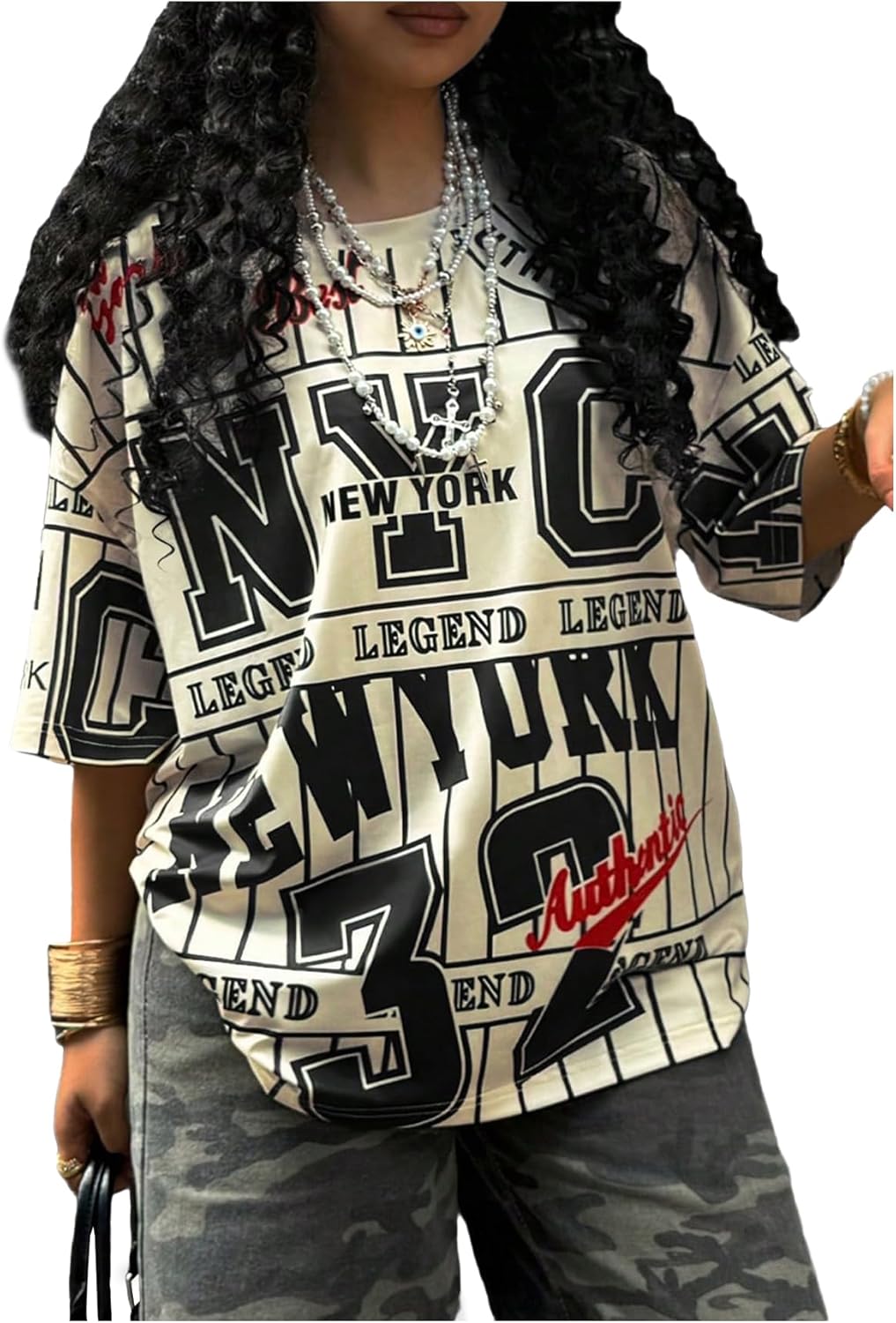 Women's Y2k Graphic T-Shirts Drop Shoulder Short Sleeve Baggy Tee Tops Streetwear