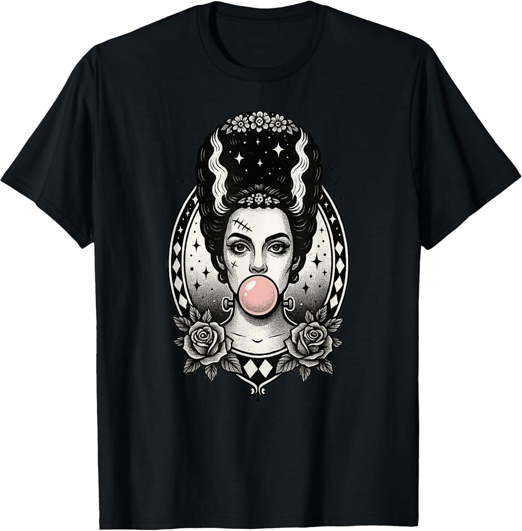 Gothic Monster Bride Bubblegum, Vintage Halloween Aesthetic T-Shirt