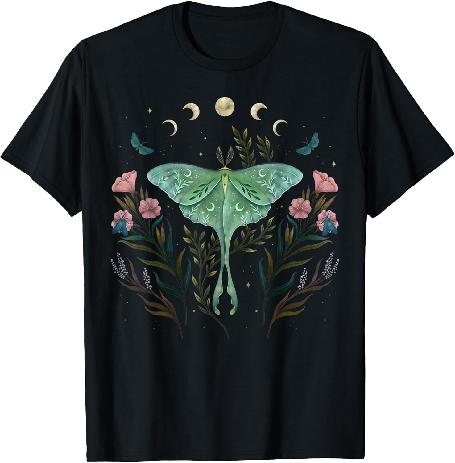 Moon Phases Luna Moth Insect Lover Cottagecore Aesthetic T-Shirt