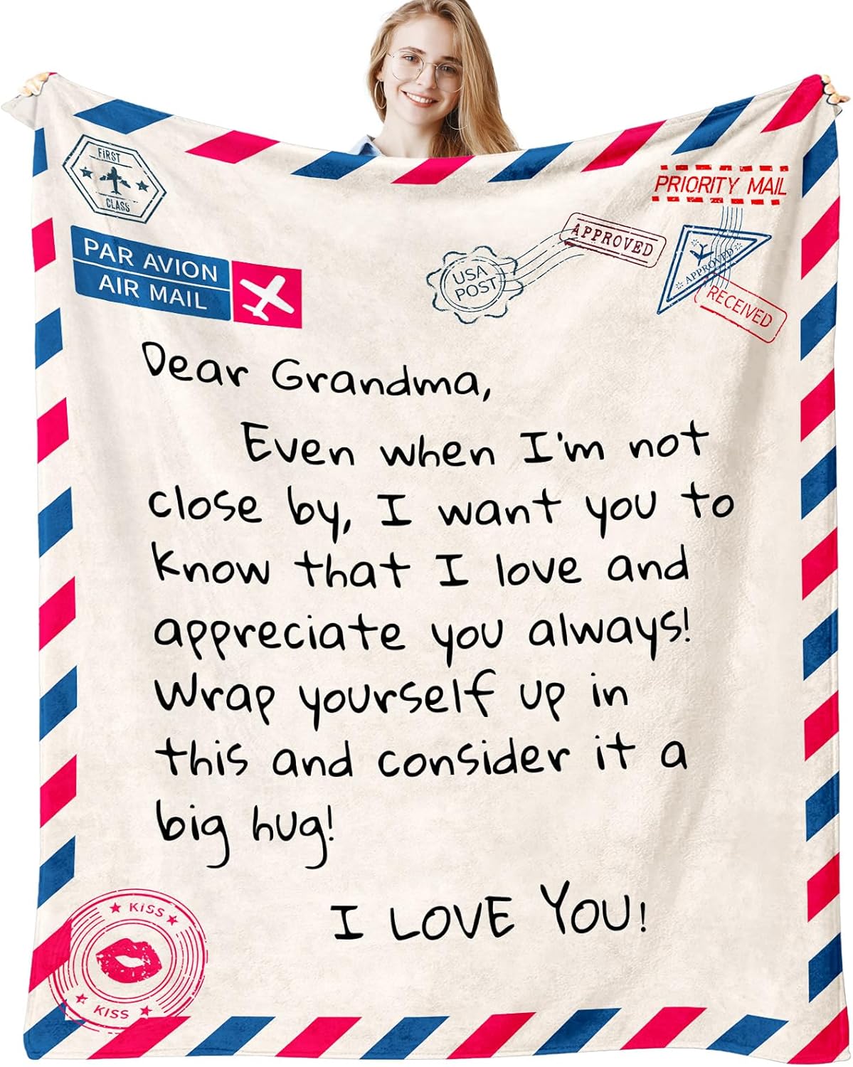 Mothers Day Grandma Gifts, Birthday Gifts for Grandma, Gift Ideas for Grandmother, Grandmother Gifts Throw Blanket 60" x 50", Presents for Grandmom from Granddaughter/Grandson/Grandkids/Grandchildren