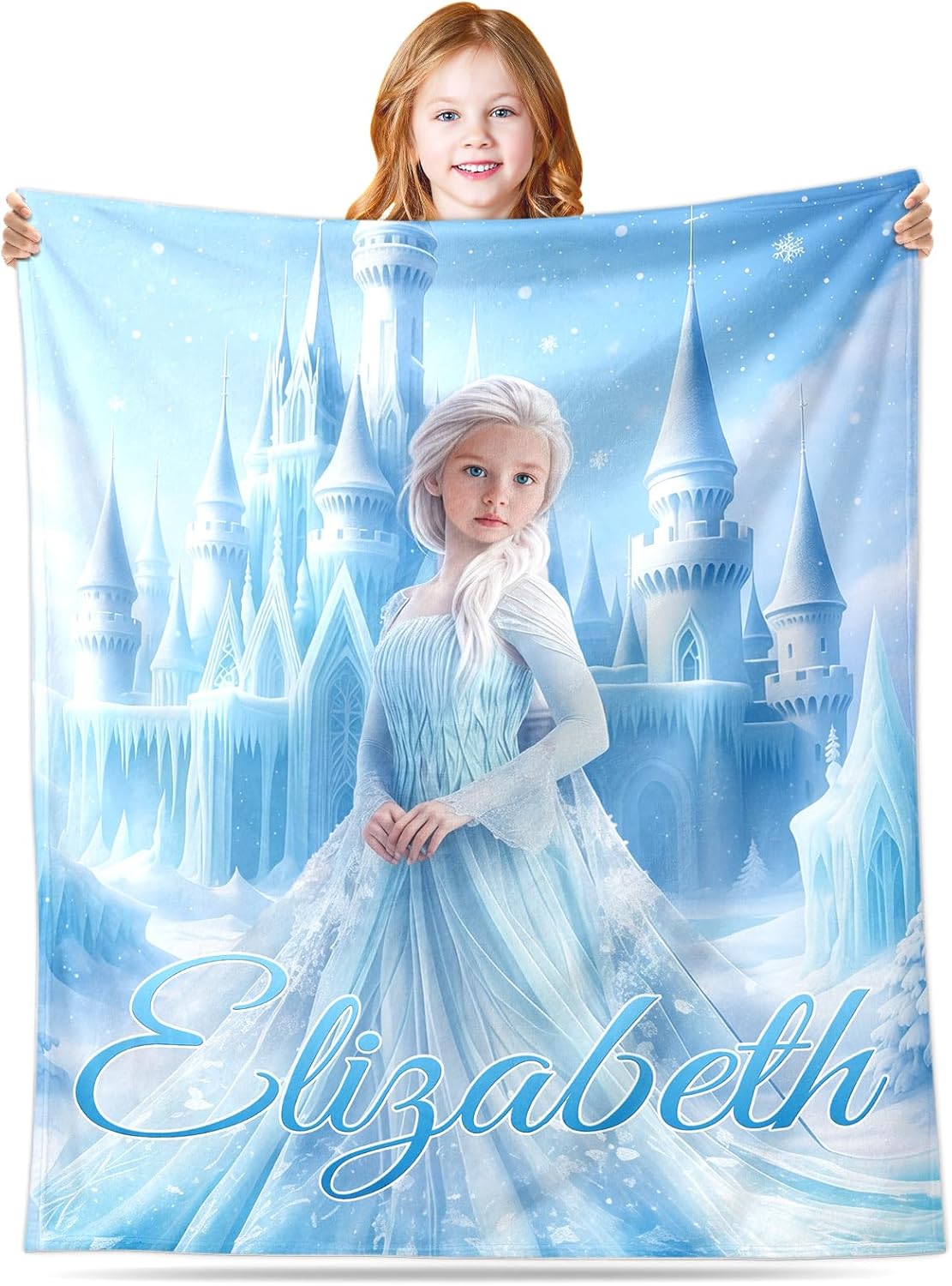Personalized Princess Blanket for Kids, Custom Girl Blanket with Name and Photo, Customized Soft Flannel Toddler Throw Blanket, Perfect Christmas Birthday for Girls Daughters Nieces