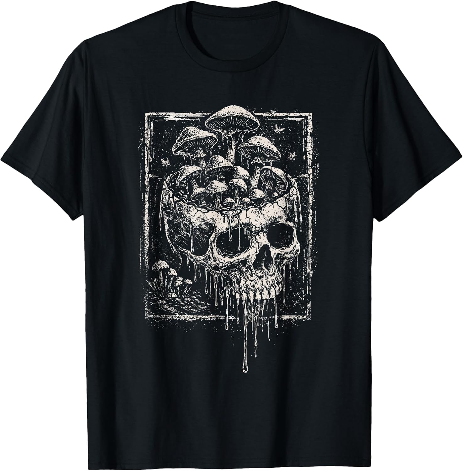 Skull Mushroom Dark Grunge Skeleton Forest Horror Aesthetic T-Shirt