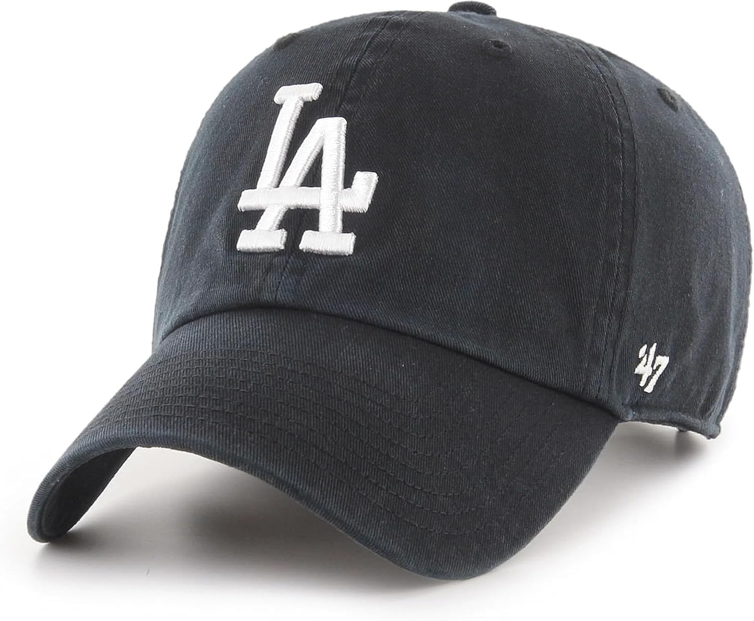 Brand MLB Black White Primary Logo Clean Up Adjustable Baseball Cap Hat, Adult One Size Fits All