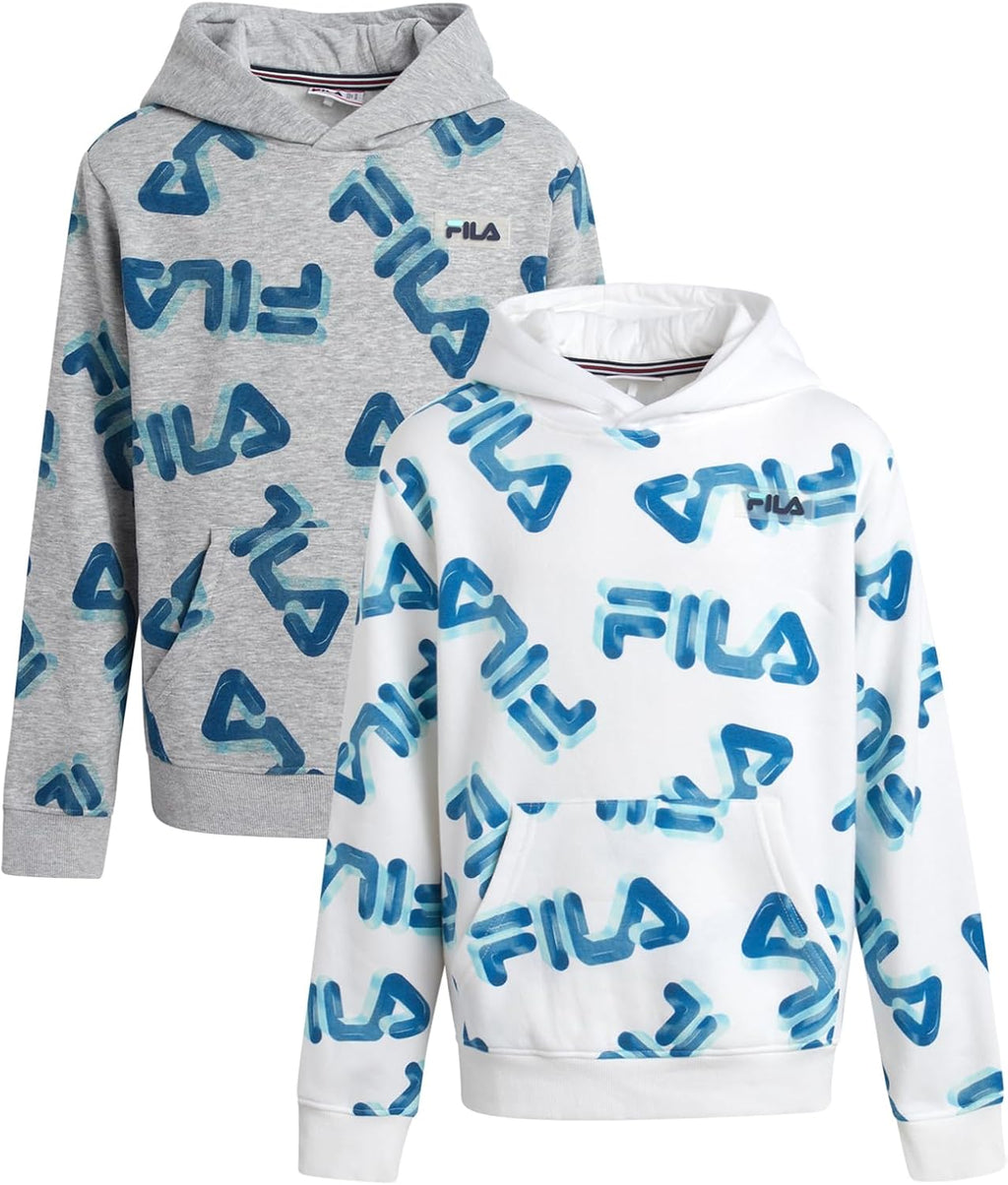 Boys Sweatshirts - 2 Pack Lightweight Soft Fleece Athletic Graphic Hoodies Sweatshirt for Boys with Kangaroo Pocket