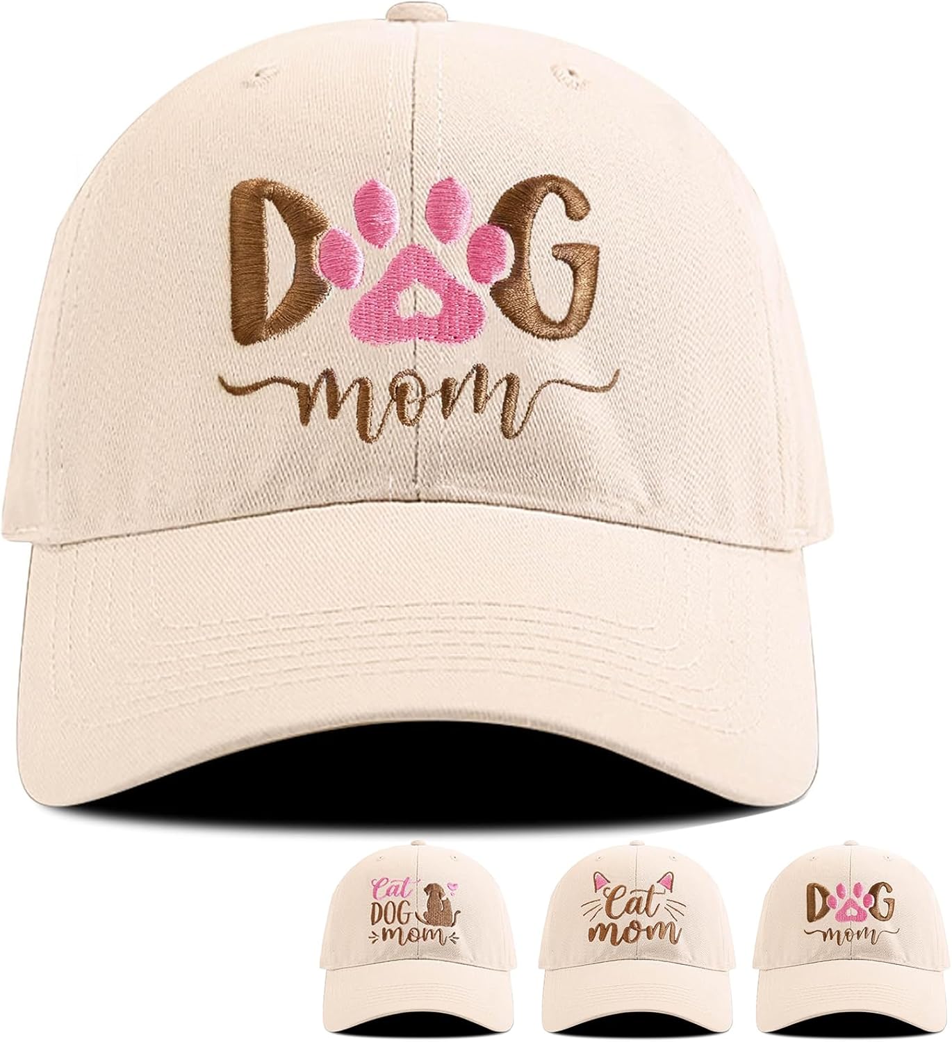 Cat Mom Dog Mom Hat for Women Embroidered Baseball Cap Adjustable Pet Lover Gifts Animal Mom Gift