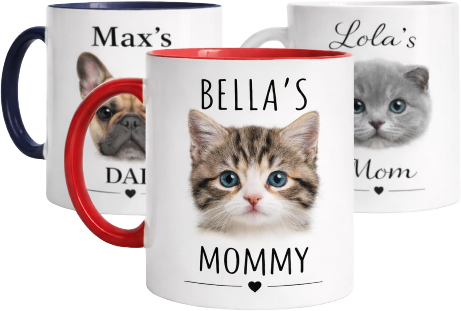 Custom Mug with Your Pet's Face, Personalized Cat Mom Dog Mom Coffee Cups, Customized Portrait Mugs Gifts for Pets Owners Women Men, Unique Gift for Mother's Day Father's Day Christmas Family Keepsake