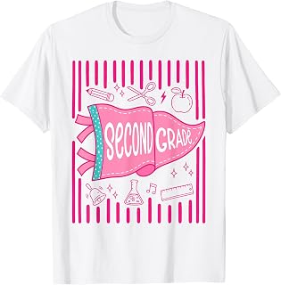 Pennants Striped 2nd Grade Girls Back to School Second Grade T-Shirt