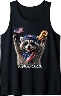 America Feral & Free Racoon Patriotic 4th of July Tank Top