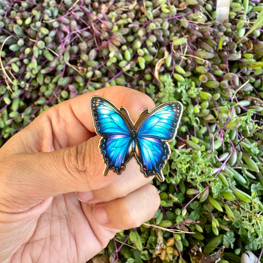 Blue Morpho Butterfly Enamel Pin Nature-Inspired Lapel Pin