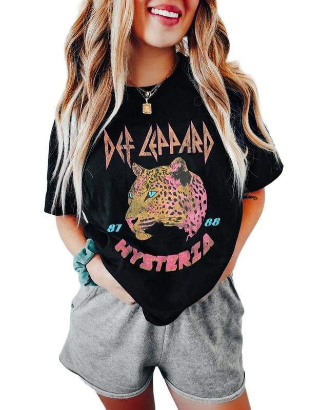 80's Rock Band Tee Shirt Leppard TShirt Rock and Roll Leopard Retro Music Festival Shirt Clothing Hoodie, Sweatshirt