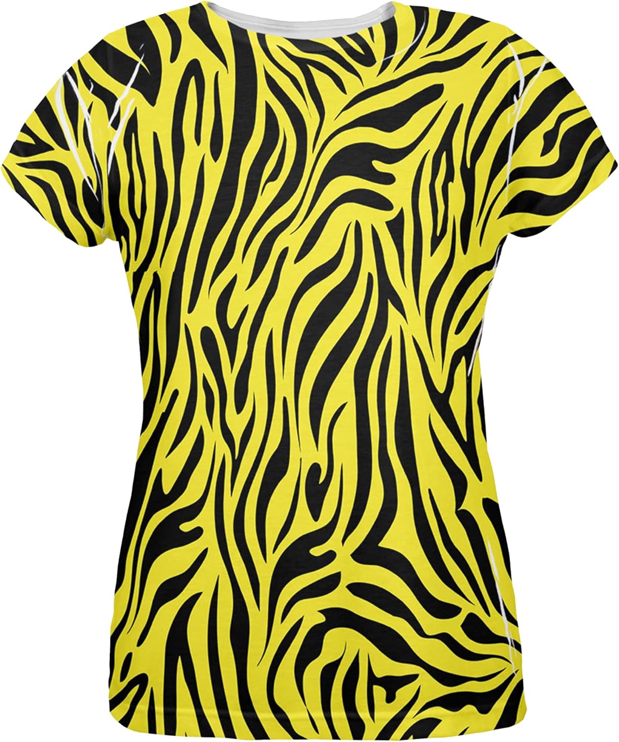 Zebra Print Yellow All Over Womens T-Shirt