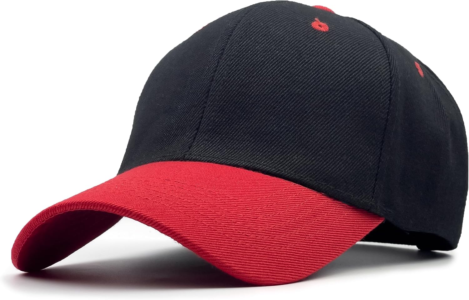 Structured Baseball Cap with Adjustable Closure - Performance Hat for Outdoor Activities and Custom Embroidery (1pc Black/Red)