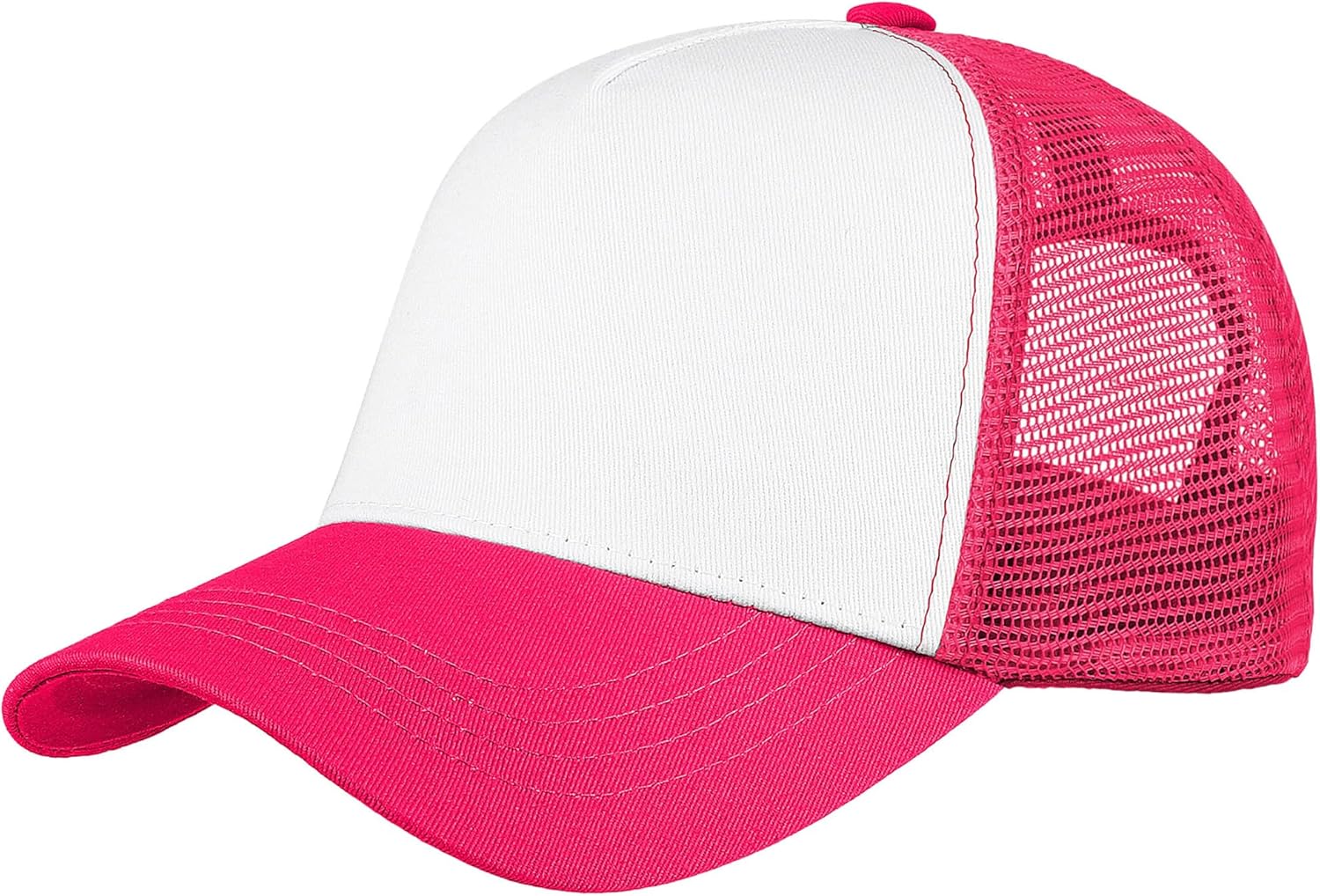 5-Panel Mesh Baseball Cap, Trucker Hat, Structured Plain Design, Cotton, Adjustable Size