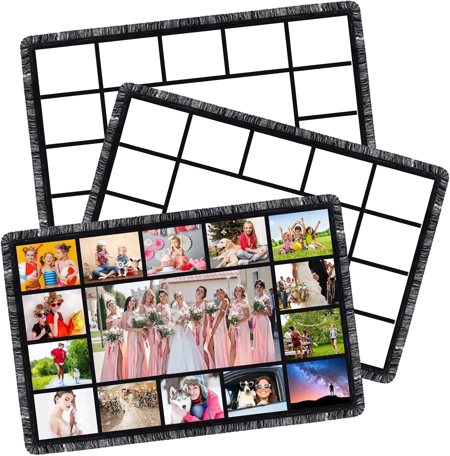 Kinlop 3 Pcs 40 x 60 Inch Sublimation Blanks Throw Blanket with Printable Sublimation for Heat Press with Tassel Fuzzy Picture Photo Blanket for Teacher Appreciation Gift for Mother's Day(15 Panel)