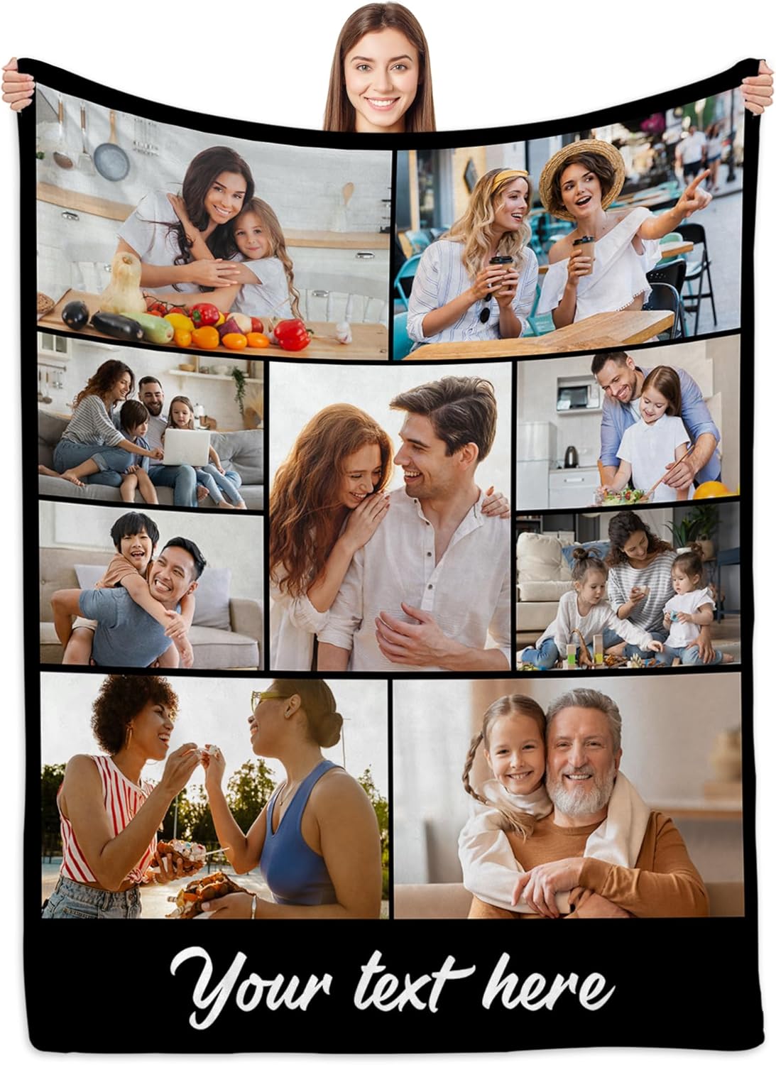 Custom Blanket, Custom Blanket with Pictures, Customs Blankets with Photos,Picture Blankets, Customized Photos Blankets for Dad Mom Husband Wife Friends Sister, Personalized with Photo