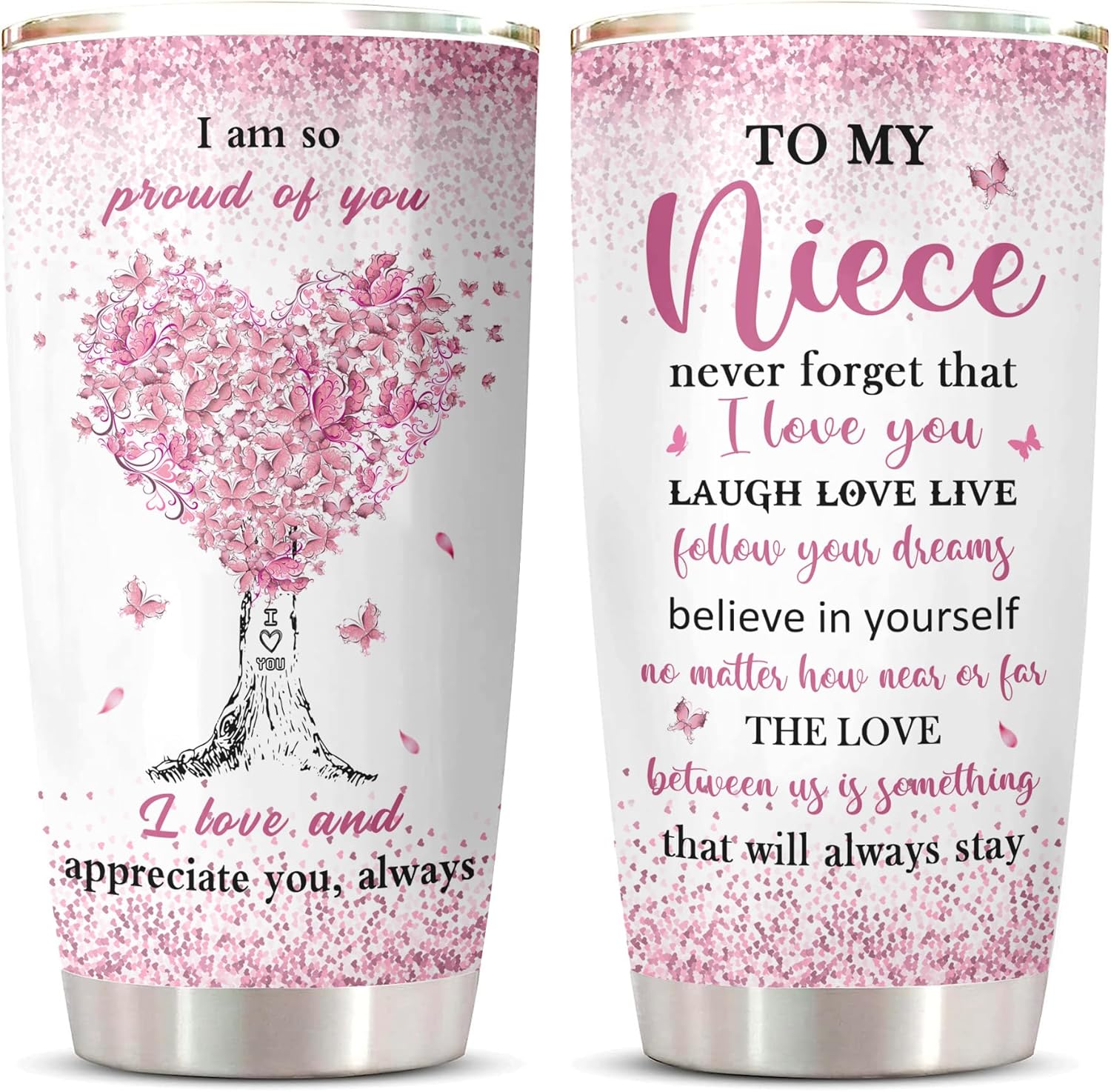 ZANIION To My Niece Gifts Tumbler 20oz, Best Birthday Gift For Nieces From Auntie Mug, Funny Christmas Graduation Valentines Day Present Decoration Coffee Cup 1PC