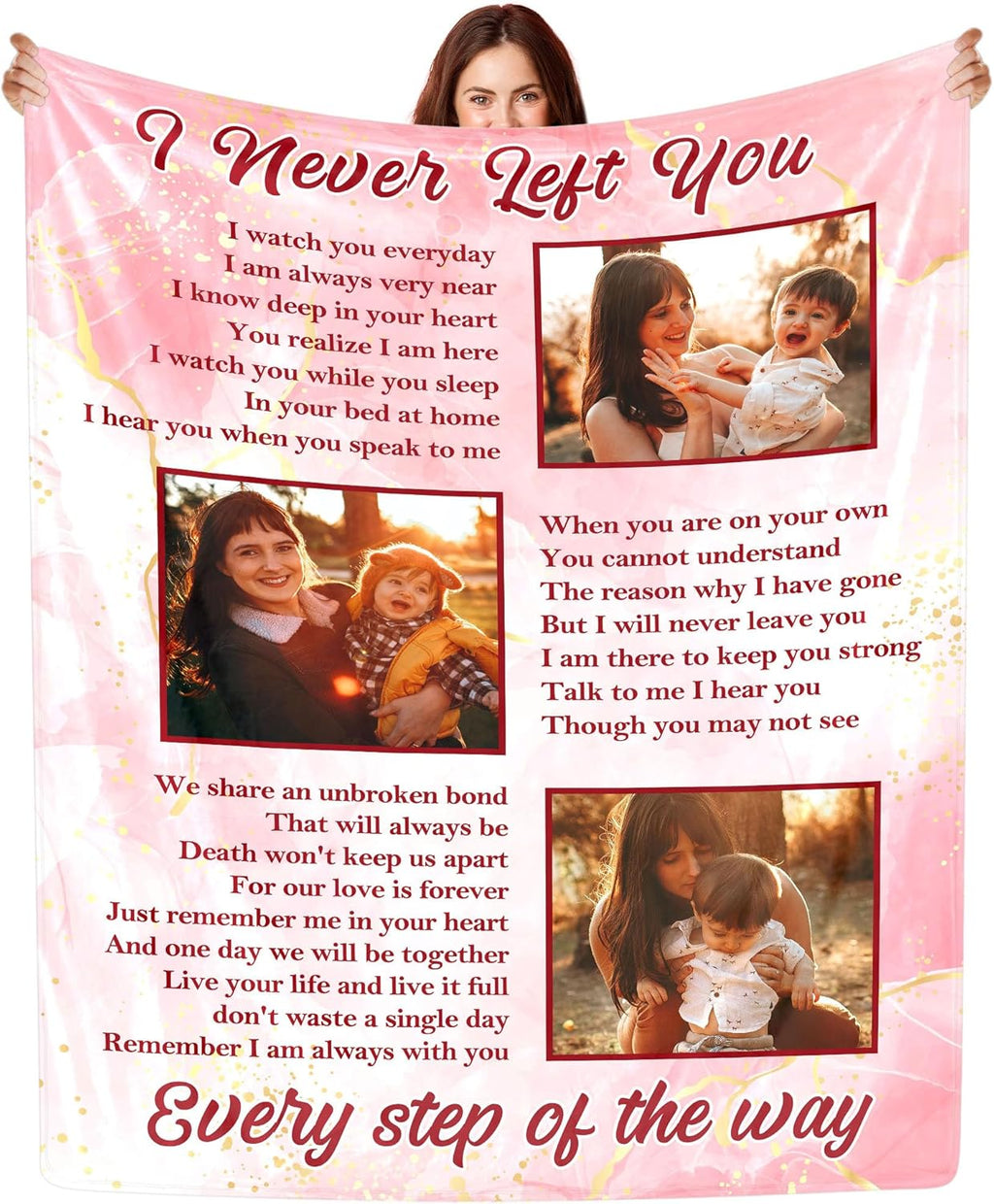 Custom Memorial Blanket with Picture, Personalized Photo Name Date Flannel Throws Blankets for Loss of Dad Mom Family, Customized Memory Gifts for Departed Loved Ones