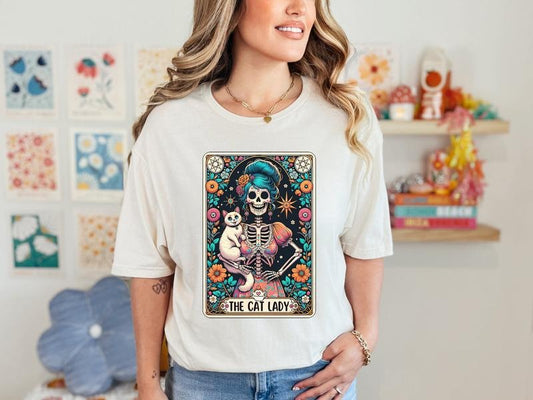 #817 - The Cat Lady Tarot -  Print Unisex Crew neck Tee T-shirt