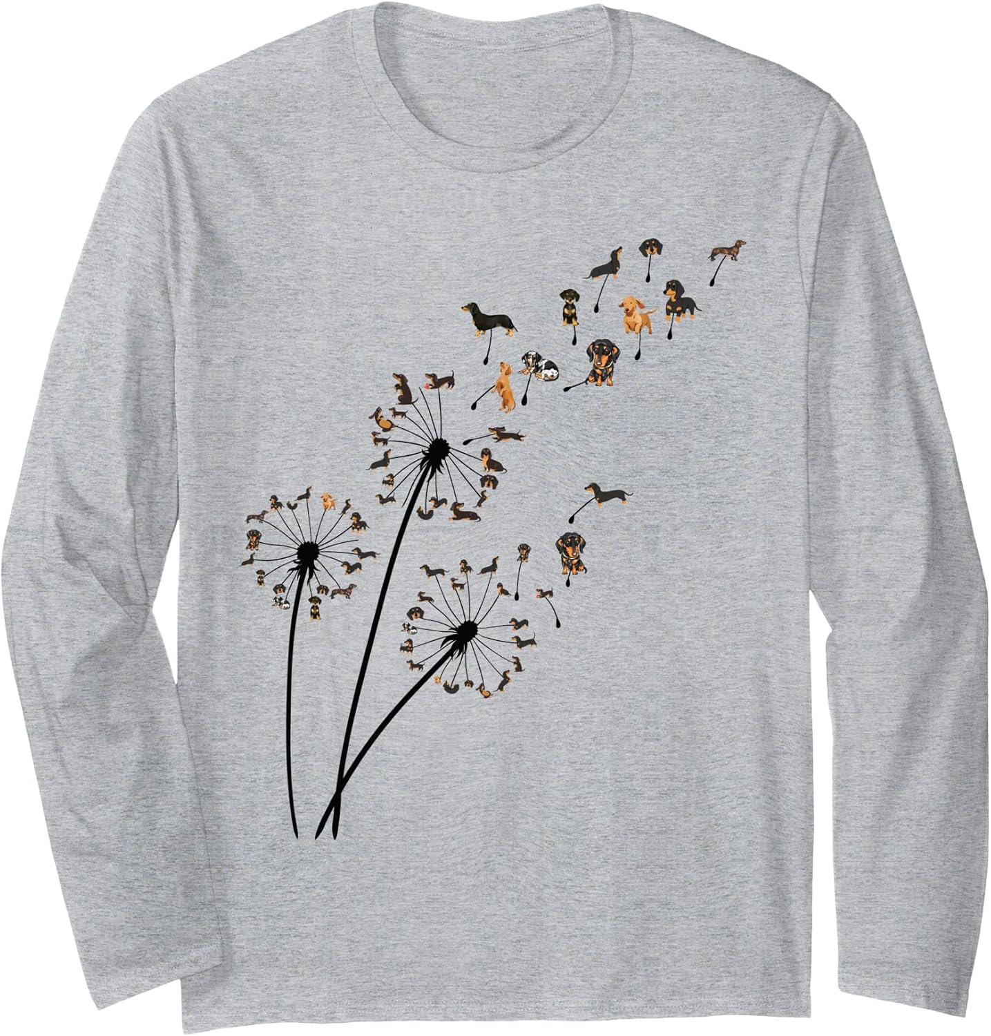 Dachshund Dandelion Flower Fly Funny Cute Dog Lover women Long Sleeve T-Shirt