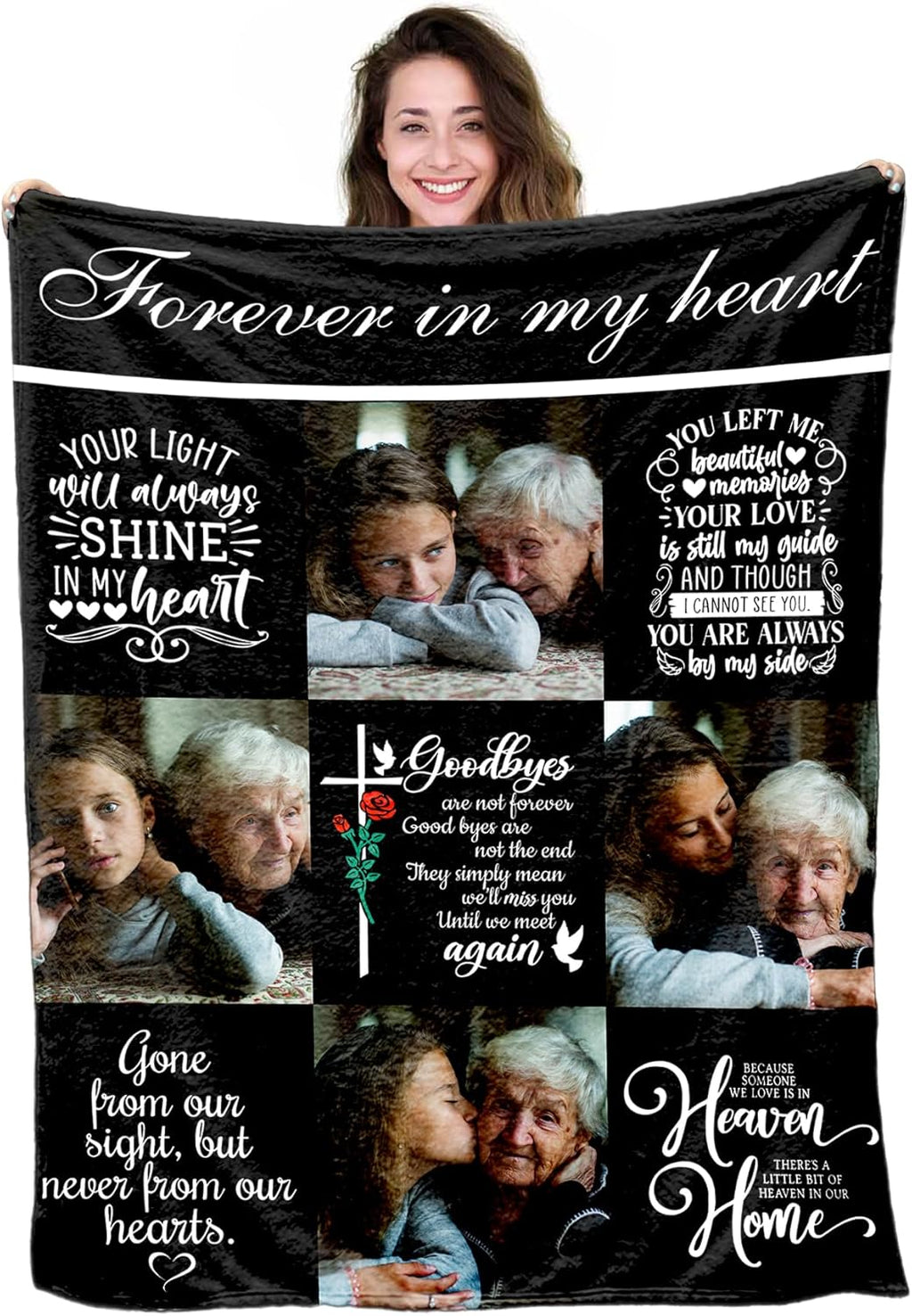 MyPupSocks in Memory of Loved One Grieving Gifts, Custom Photo Memorial Blanket, Sympathy Blanket, Personalized Remembrance Bereavement Gifts Throw for Loss