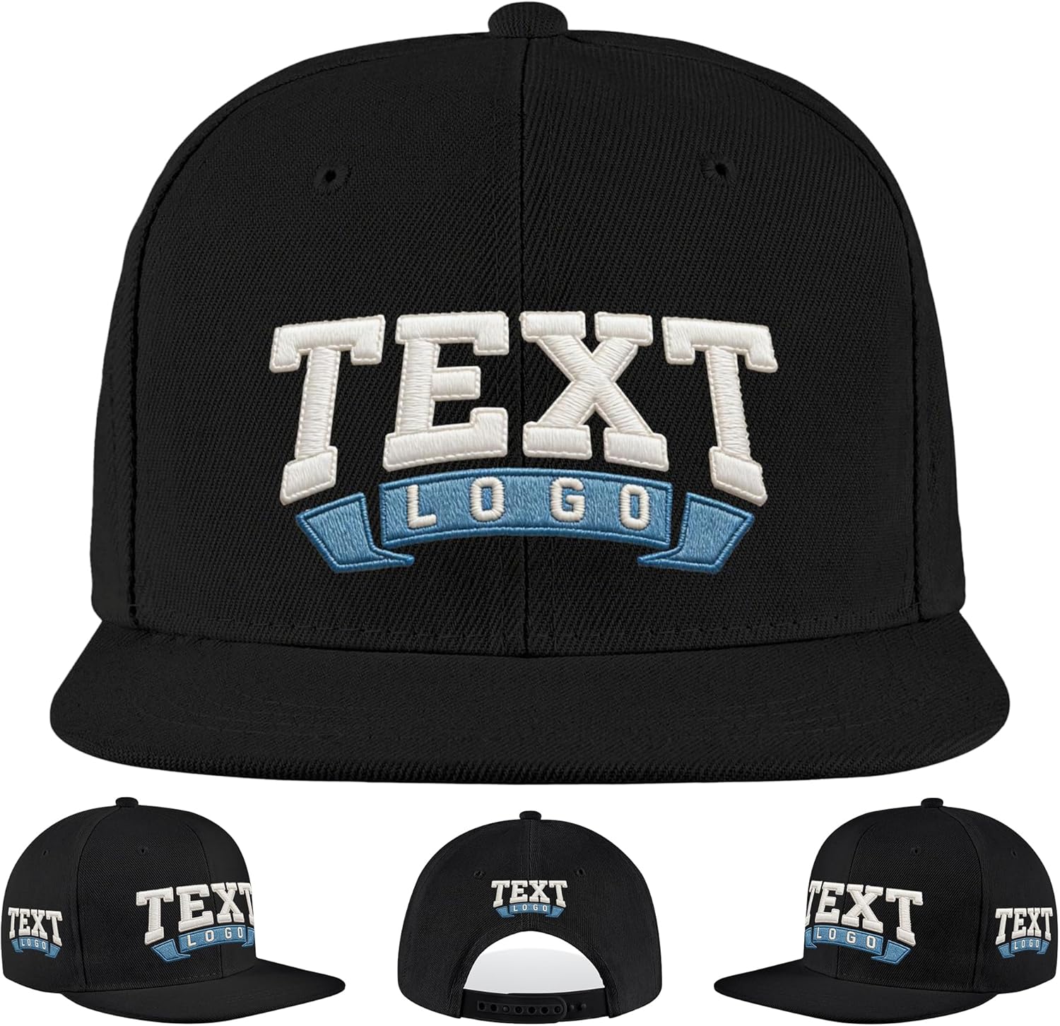 Custom Baseball Cap with 4-Sided Embroidery, Adjustable Unisex Dad Hat, 100% Washed Cotton, Personalized Text Logo