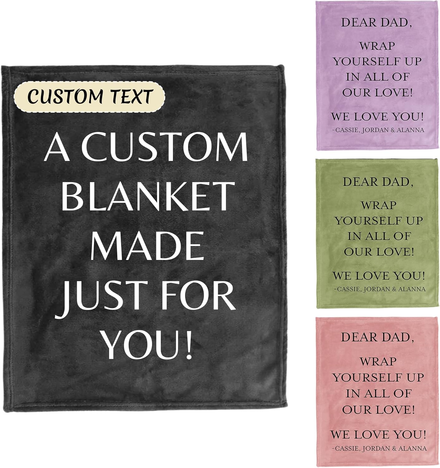 Custom Throw, Custom Your Blanket with Text, Personalized Blanket for Adults, Bible Song Lyrics Quote Personalized Gift for Baby Wife Husband Mother Father (Custom Text)