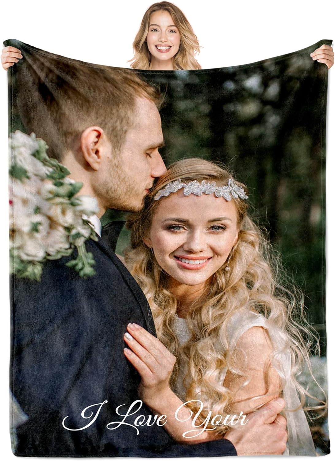Ships Next Day Custom Blanket for Girlfriend Boyfriend Women Personalized Photo Fleece Throw Blankets for Mothers Day Anniversary Birthday Customized Blankets with Picture Text - Printed in USA