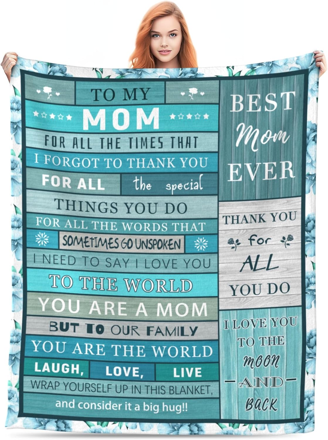 Mothers Day Blanket Letter for Love Mom Flannel Blankets 60"x50" Anniversary Birthday Gift for Mom from Daughter Son Mama Throw Blankets Decorative Blanket Super Soft Cozy Bed Throw for Sofa Couch