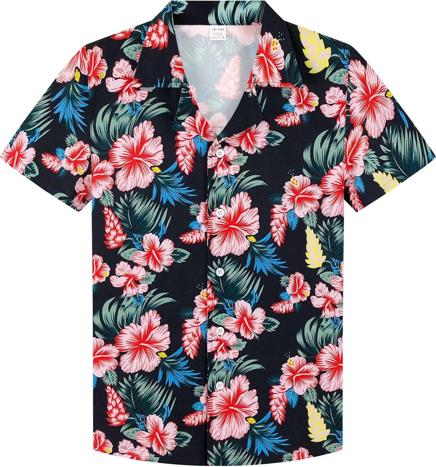 Boys Hawaiian Shirts Novelty 3D Printed Funky Short Sleeve Beach Button Down Shirt Kids Blouses Aloha Luau Shirt 5-14 Years