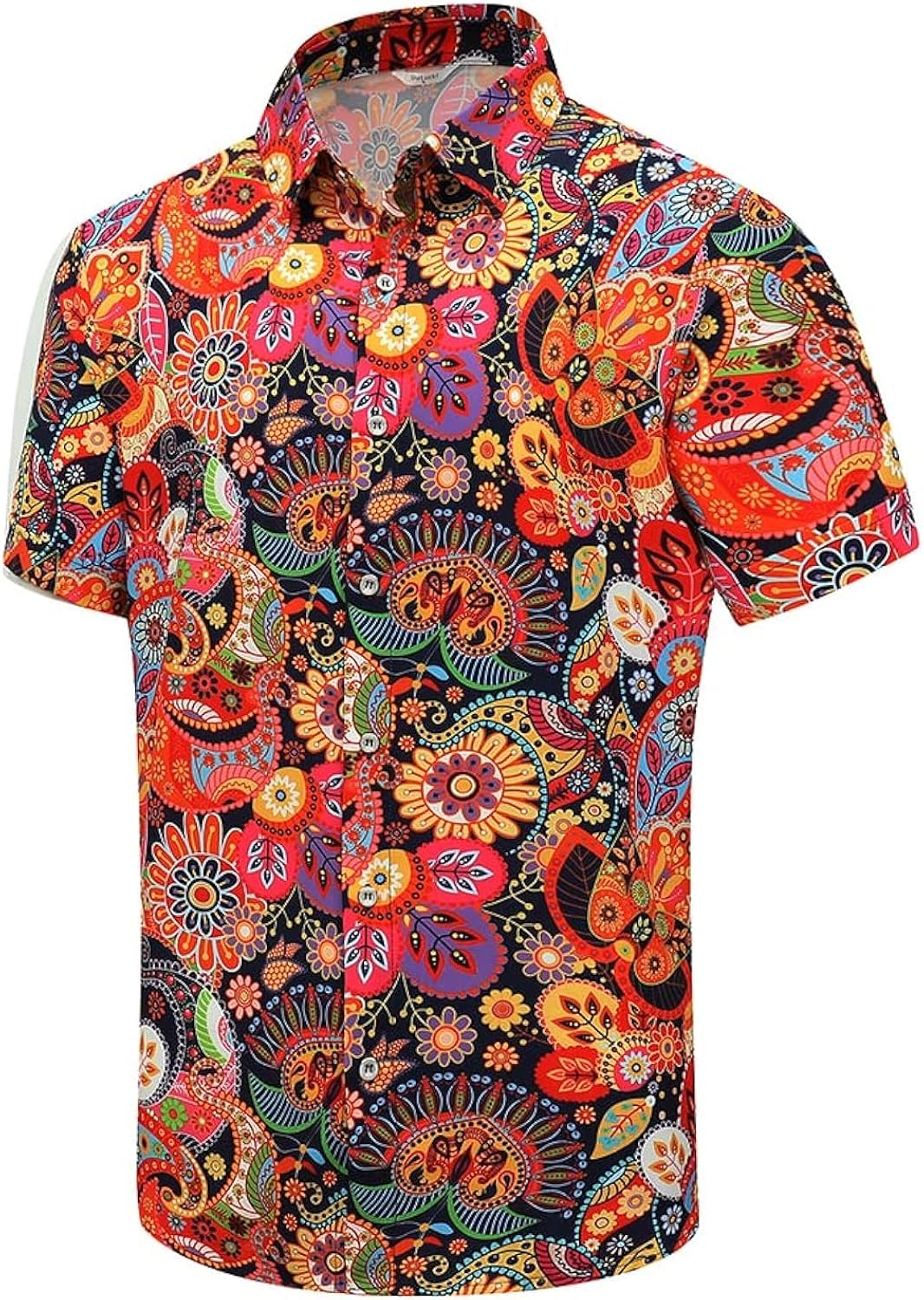 Hawaiian Shirt for Men, Unisex Summer Beach Casual Short Sleeve Button Down Shirts, Printed Palmshadow Clothing