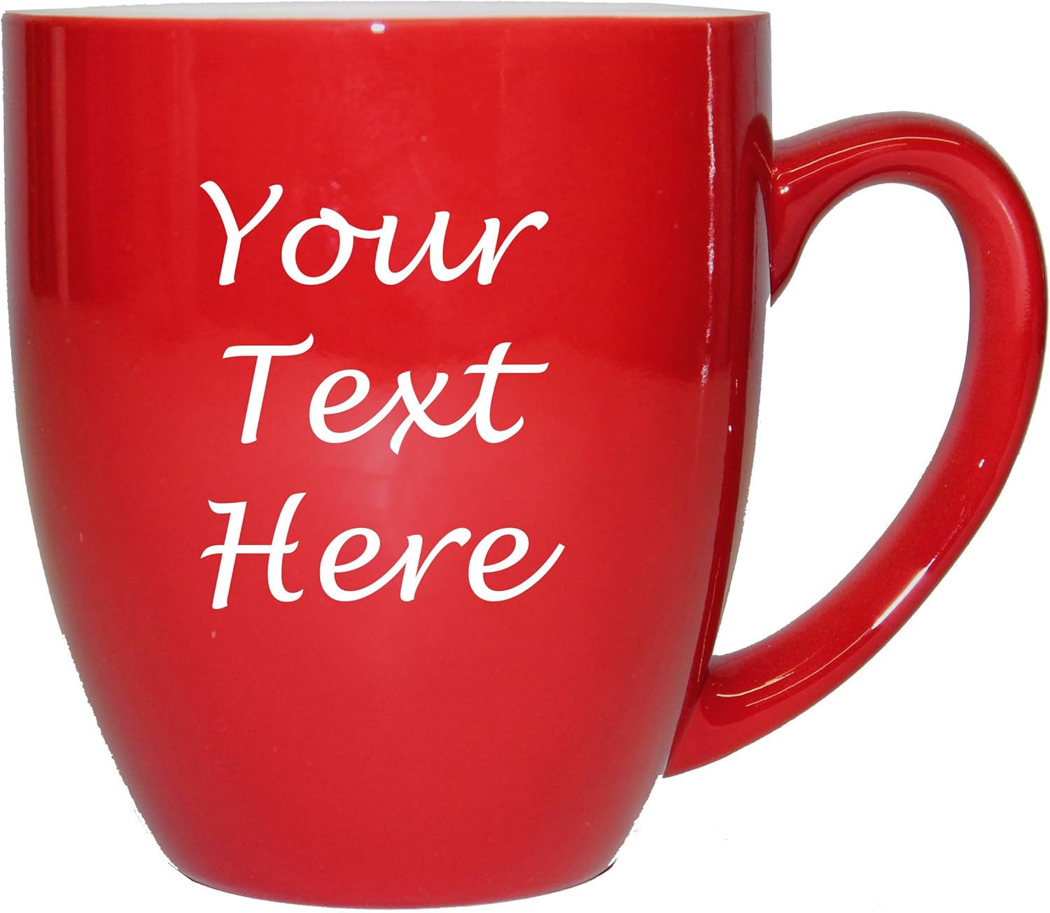 My Personal Memories Custom Engraved Latte Coffee Mug and Personalized Tea Cup With Your Text (Red)