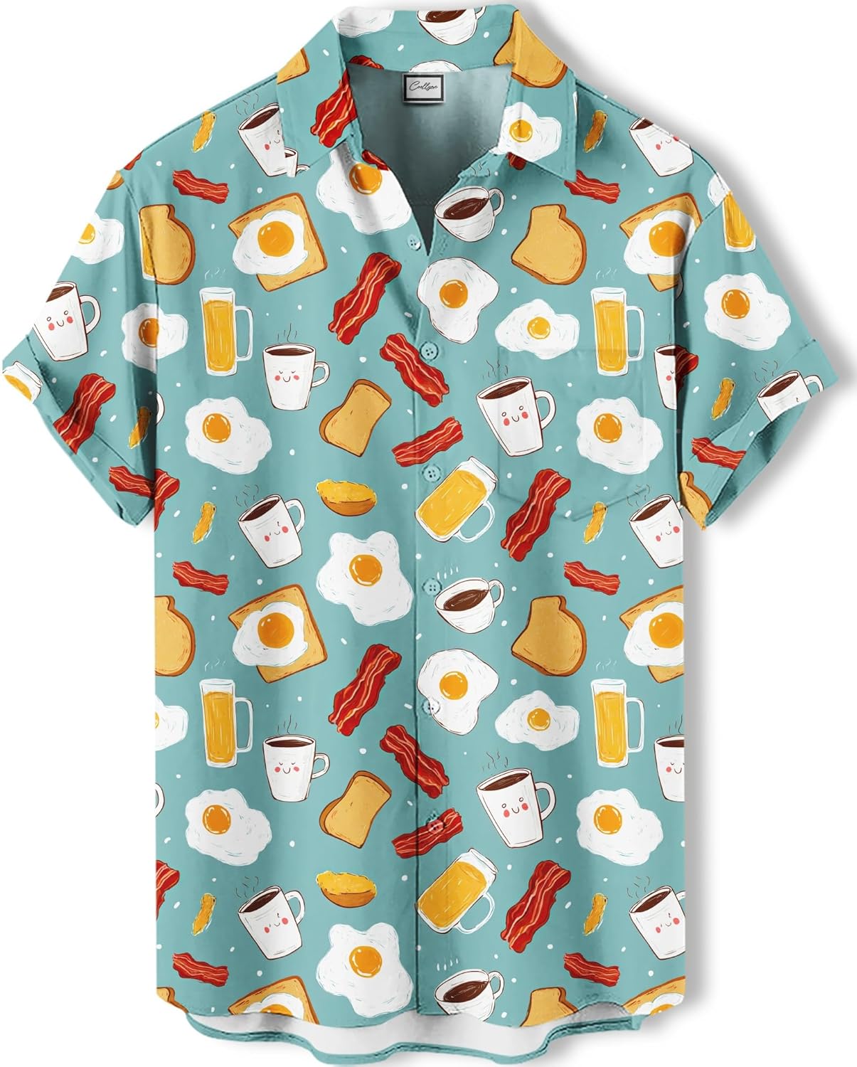 Men's Novelty Print Short Sleeve Shirt, Casual Button Down Summer Top, Funny Graphic Pattern Design