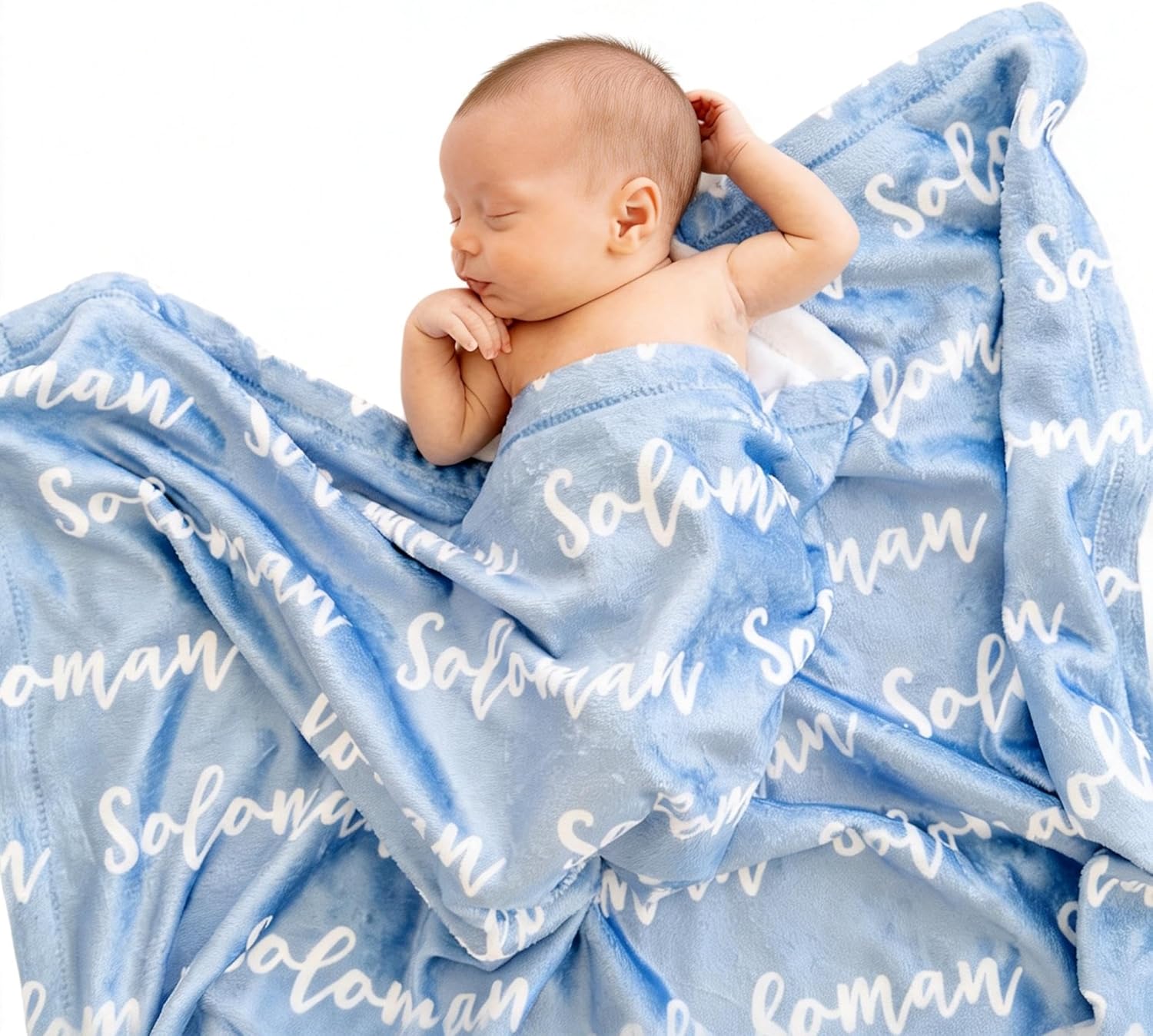 IWEORTHY Ships Next Day, Personalized Baby Blanket - Custom Name Blanket for Newborns | Newborn Receiving Blankets for Crib Stroller, Customized Throw Blanket with Name for Boys and Girls