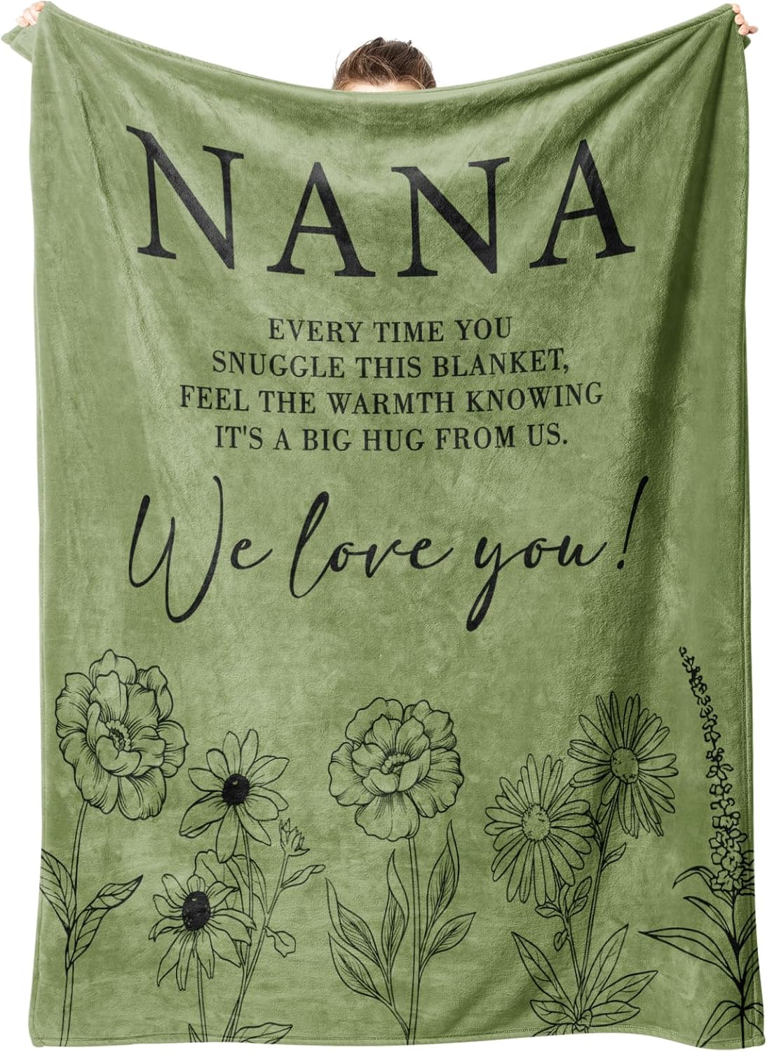 Mothers Day Nana Gifts, Birthday Gifts for Nana from Grandkids, to My Nana Nanny Grandma Soft Throw Blanket 50" x 60", Grass Green