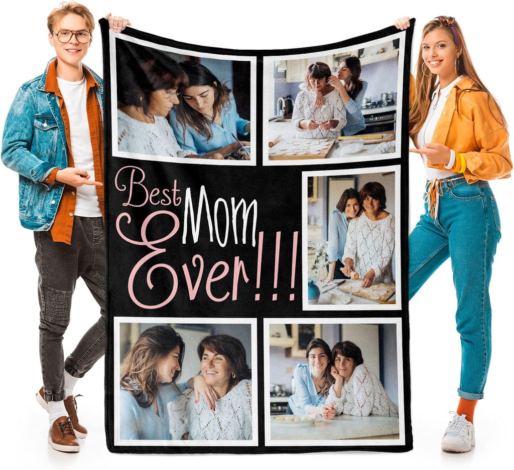Printwoo Personalized Mom Birthday Gifts, Custom Blanket with Photos, Personalized Photo Blankets Using My Own Photos, Customized Blankets with Pictures, Best Mom Ever Gifts for Mothers Day