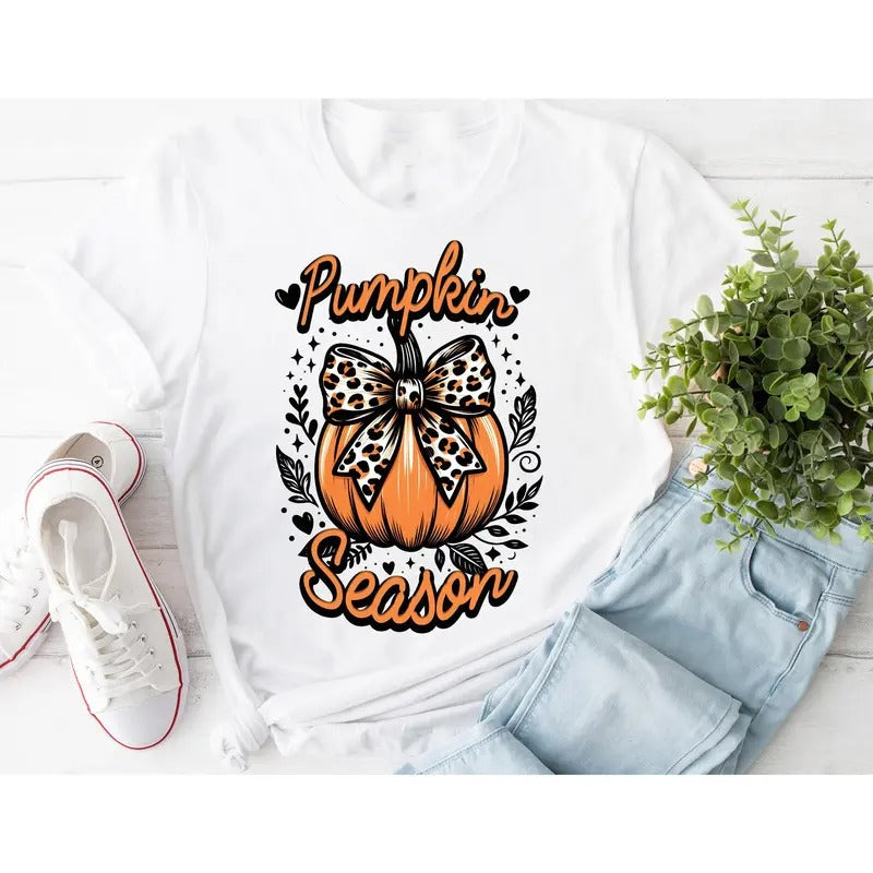 #846 - Pumpkin Season Autumn Halloween Fall - Print Unisex Crew neck Tee T-shirt Comfort Fabric