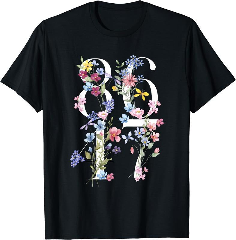 86 47 Floral Boho Style T-Shirt | Unisex Cotton Tee Gift, Crewneck, Short Sleeve Hoodie, Sweatshirt | DripVista.com