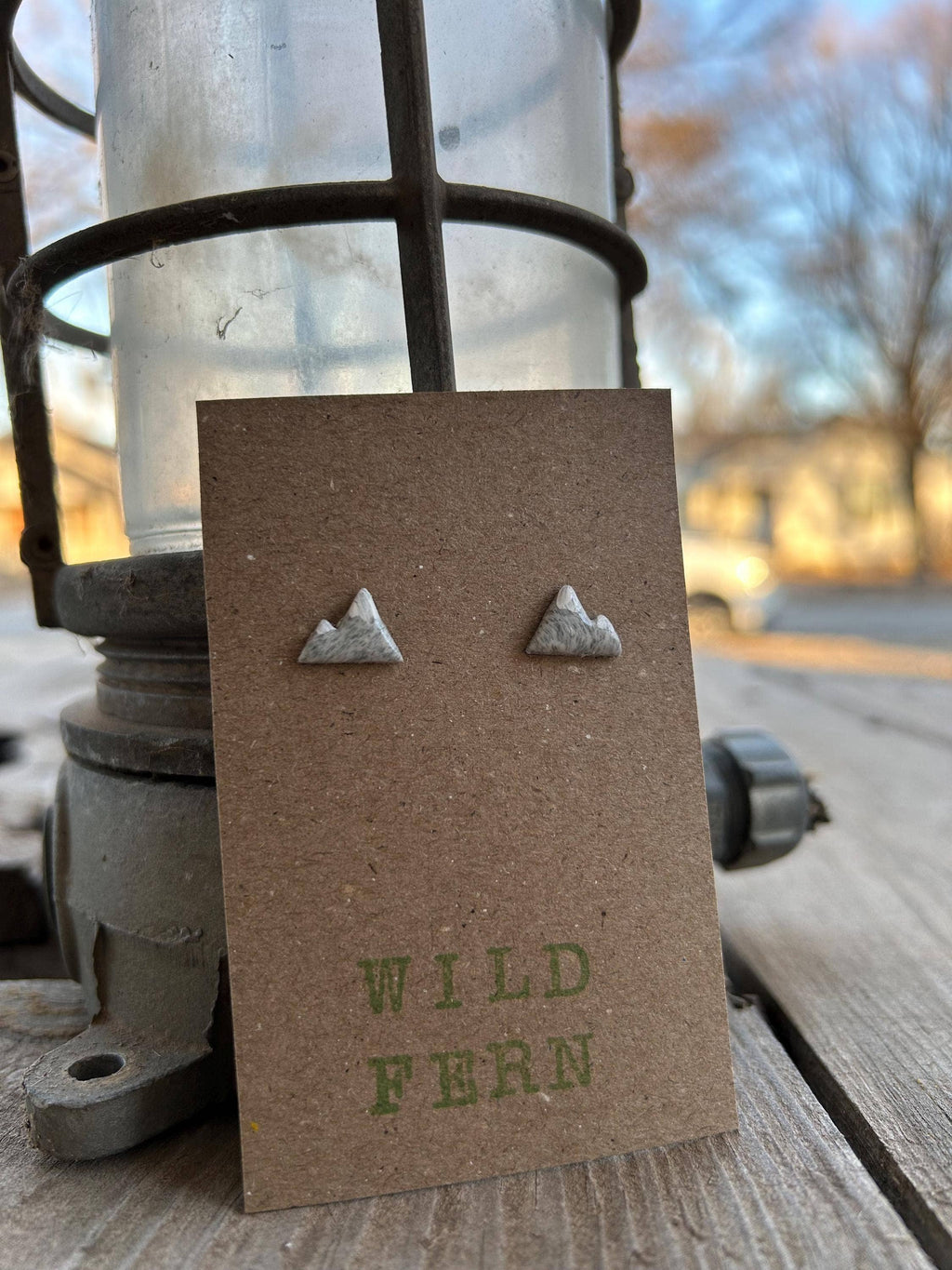 Snowy Mountain Polymer Clay Stud Earrings