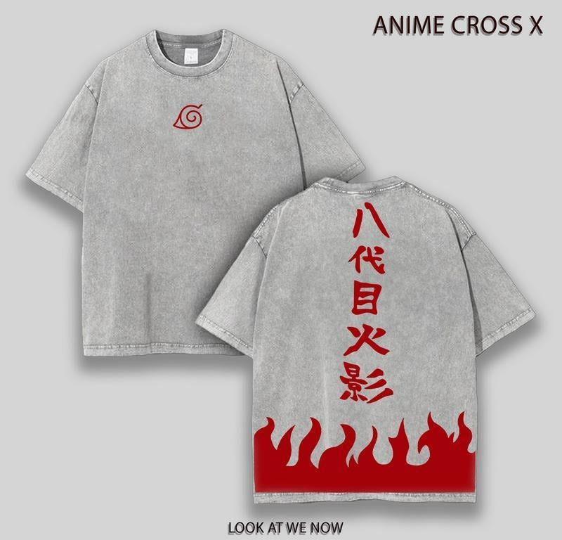 8th Hokage Hidden leaf ninja Shippuden Retro Vintage Unisex Oversize Anime Manga Acid Washed Lightweight Cotton T-shirt,...