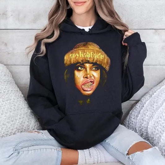 90s Erykah Music Rock Hoodie, Erykah Badu Concert Music Pullover Hoodie for Fans Comfort Cotton