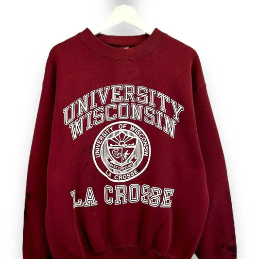 Vintage 80s/90s University Of Wisconsin NCAA Lacrosse Crest Sweatshirt Size XL