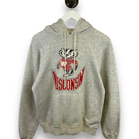 Vintage 80s/90s Wisconsin Badgers NCAA Lee Hooded Collegiate Sweatshirt Sz Large