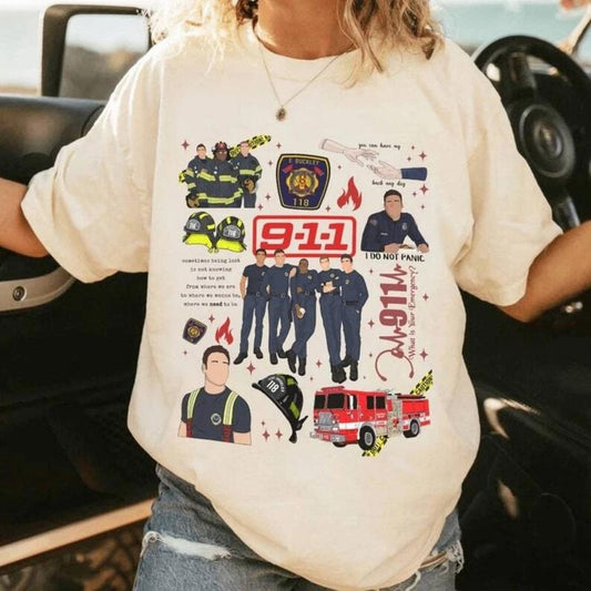 911 Series Shirt, Movie Shirt For Fans, 9-1-1 TV Show Series Shirt, 2025 Tshirt, Cotton Casual Crew Neck Menswear Tshirt Crewneck, T-Shirt For Unisex , Gift For Men Top Underwear