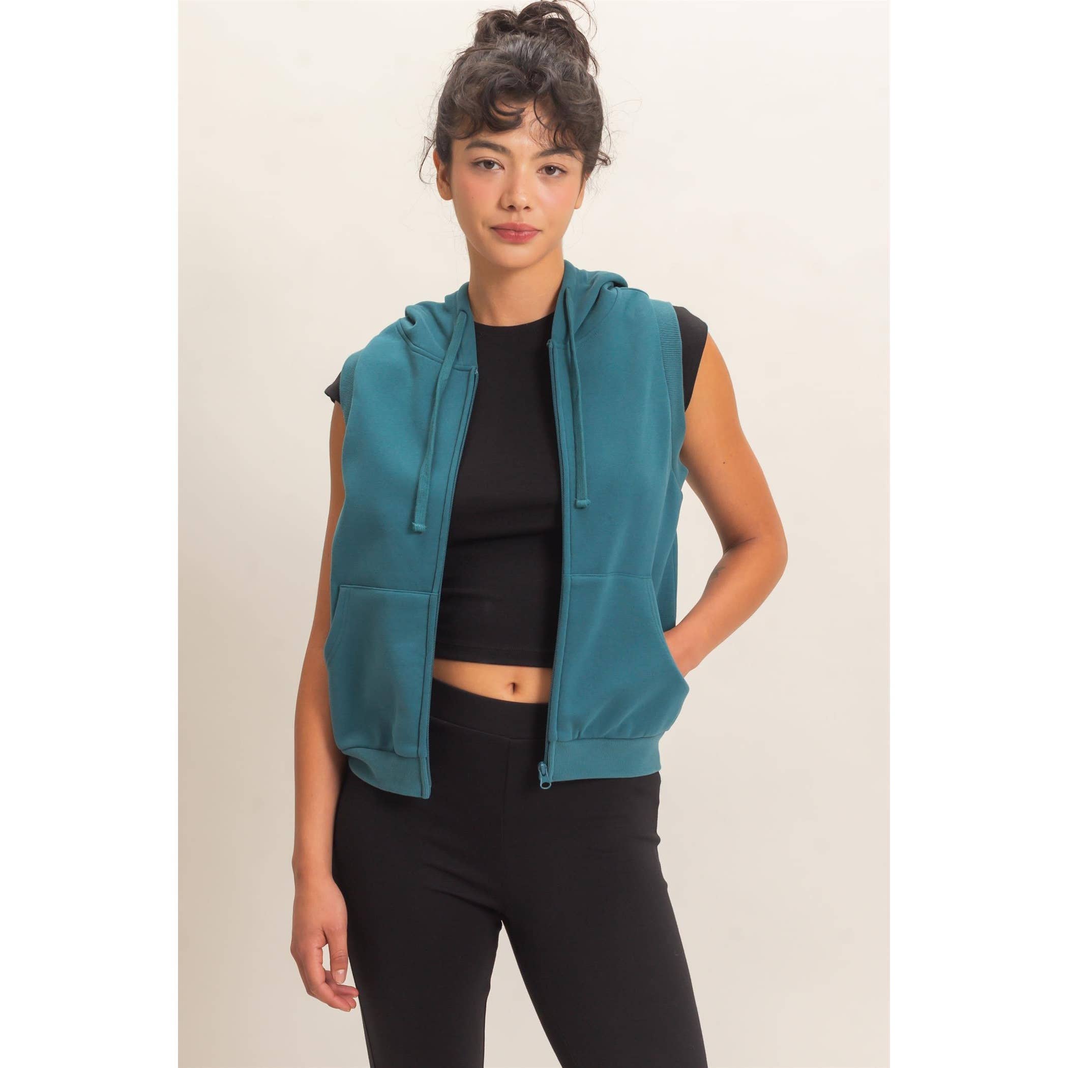 Sleeveless Zip Up Hoodie