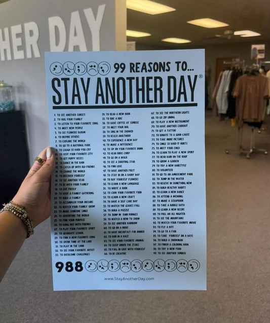 99 Reasons To Stay Another Day Mental Health Awareness Baby Blue Poster