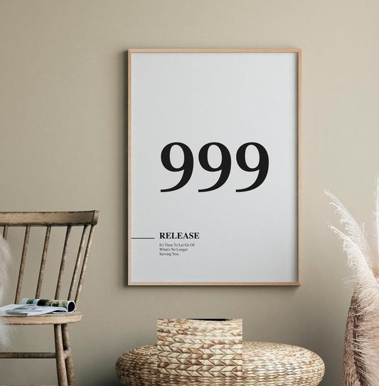 999 Angel Number Print, Trendy Wall Art Print, Alignment, Manifestation Energy Spiritual Poster, Poster Prints No Frame, Gifts For Men Women - Home Decor, Wall Art Prints, Gifts For Birthday Christmas Xmas Room Ornaments