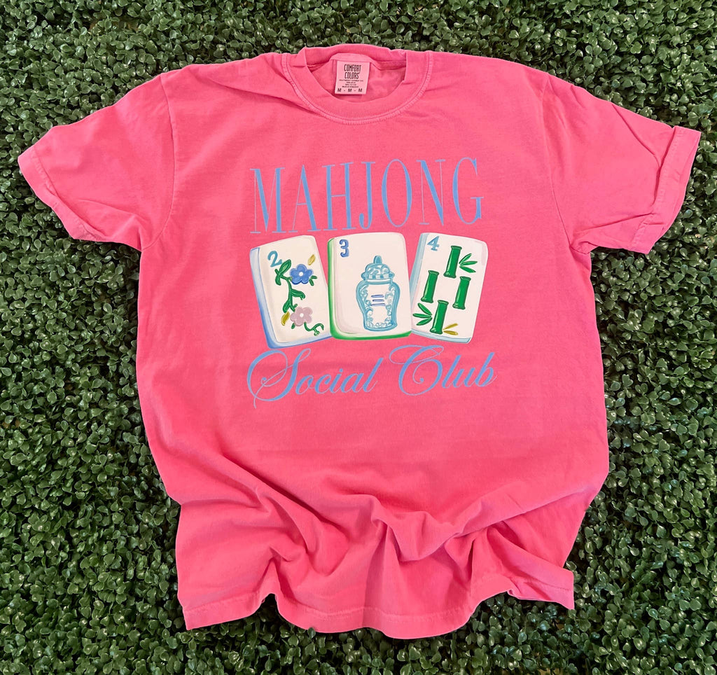 Mahjong Social Club On Comfort Colors Crunchberry